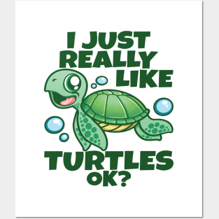 I Just Really Like Sea Turtles OK? Funny Sea Turtle Posters and Art